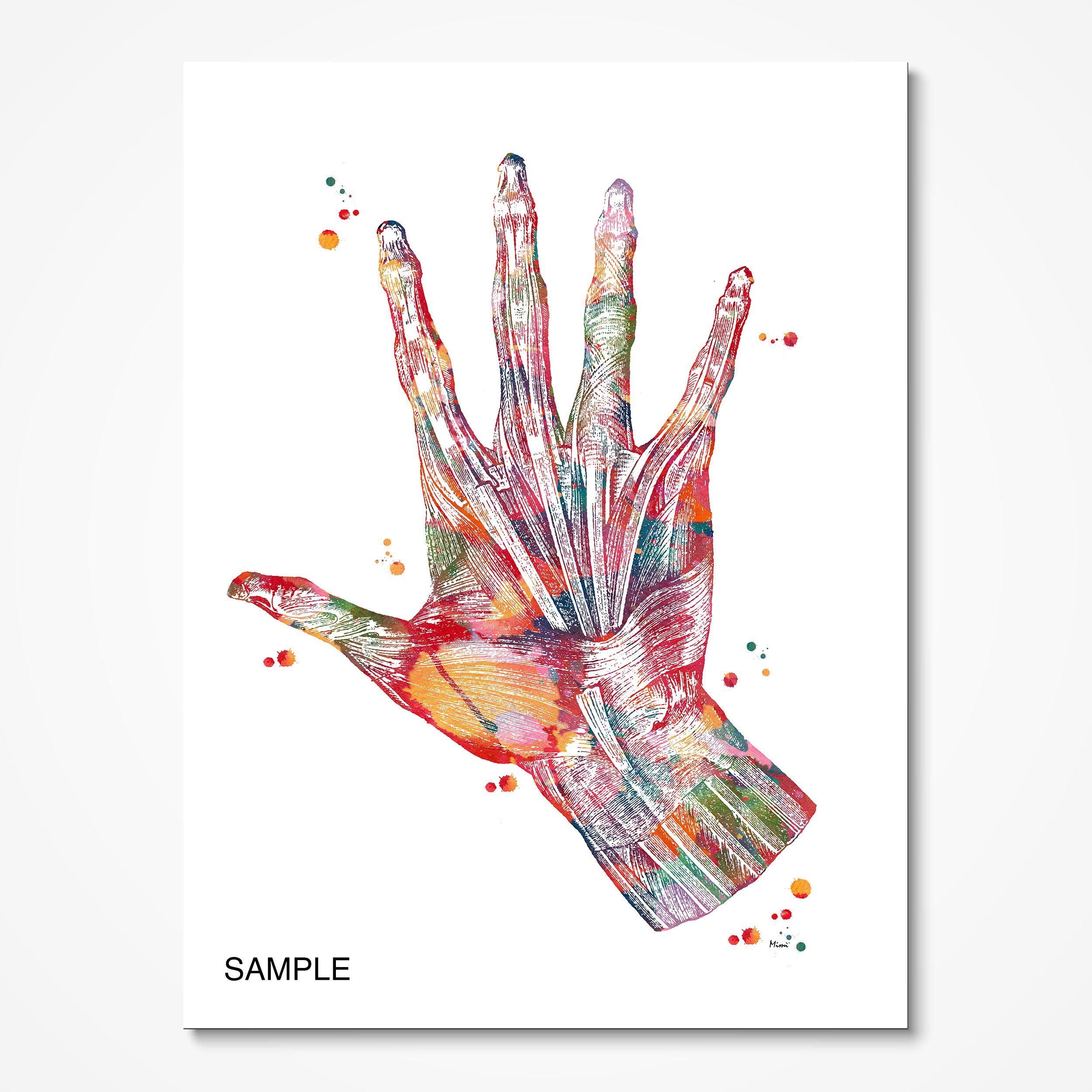 a colorful hand print on a white background